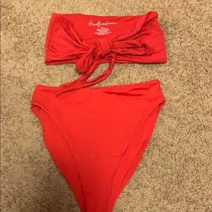 SOLD— 437 Swimwear Red Leo Top